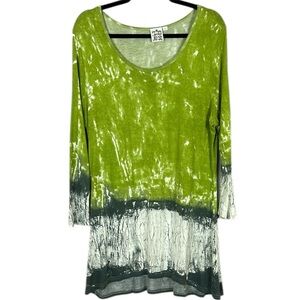 Parsley & Sage Green and White Tie-Dye Long Sleeve Tunic Top Size Large